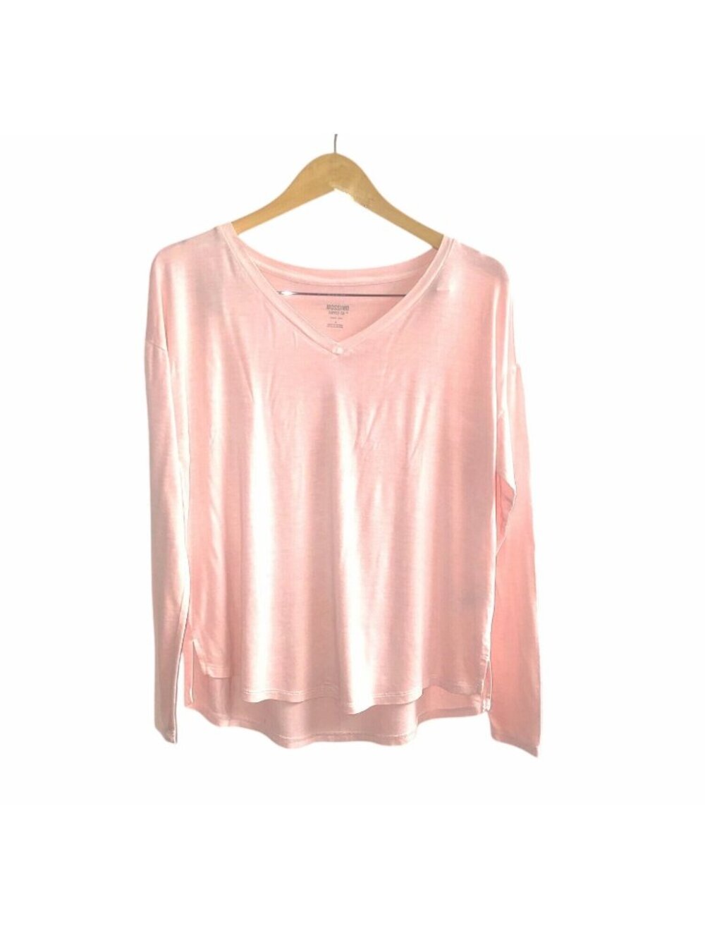 MOSSIMO- WOMENS PEACH V-NECK LONG SLEEVE PULLOVER T-SHIRT SIZE SMALL oversize